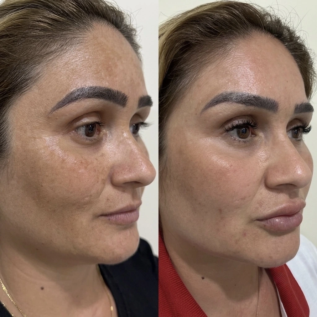 Antes e depois de paciente tratada pela Dra. Vanessa Goes — caso 25